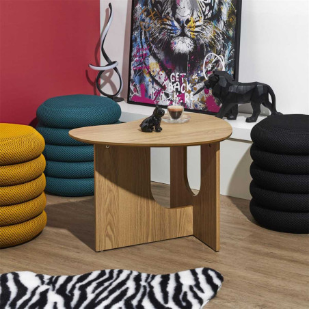 Table d'appoint forme organique en MDF aspect chêne - KALIOP