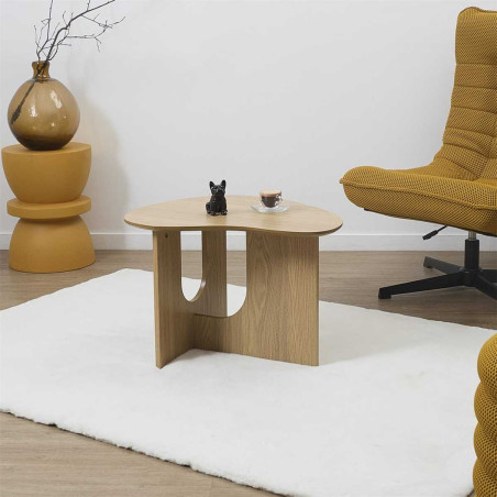Table d'appoint forme organique en MDF aspect chêne - KALIOP