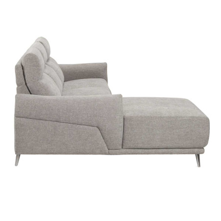 Canapé 3 places relax électrique méridienne gauche tissu gris clair - SANTIAGOR