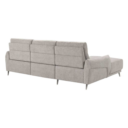 Canapé 3 places relax électrique méridienne gauche tissu gris clair - SANTIAGOR