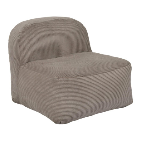 Chauffeuse lounge en mousse et tissu velours côtelé taupe - AMORA
