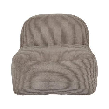 Chauffeuse lounge en mousse et tissu velours côtelé taupe - AMORA