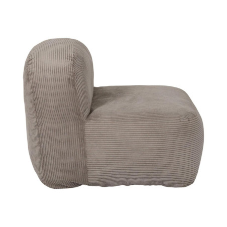 Chauffeuse lounge en mousse et tissu velours côtelé taupe - AMORA