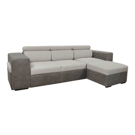Canapé convertible méridienne réversible coffre 2 poufs gris - CESAROR