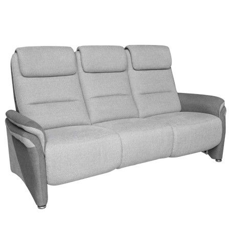 Canapé 3 places fixe tissu gris clair gris foncé et tablette centrale - NADIROR