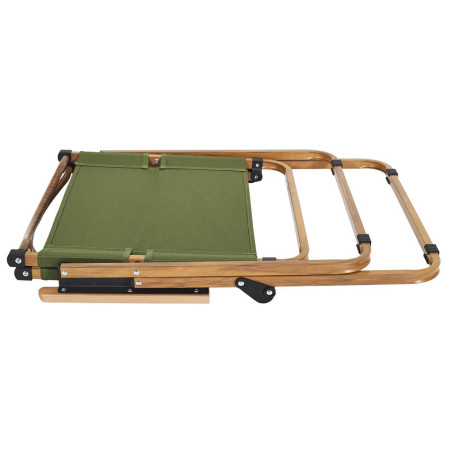 Chaise pliante de camping en métal, imitation bois et toile verte - KAMIRA