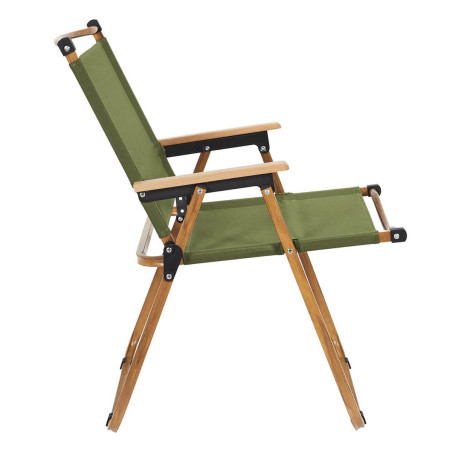 Chaise pliante de camping en métal, imitation bois et toile verte - KAMIRA