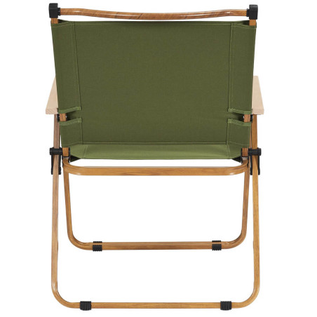 Chaise pliante de camping en métal, imitation bois et toile verte - KAMIRA
