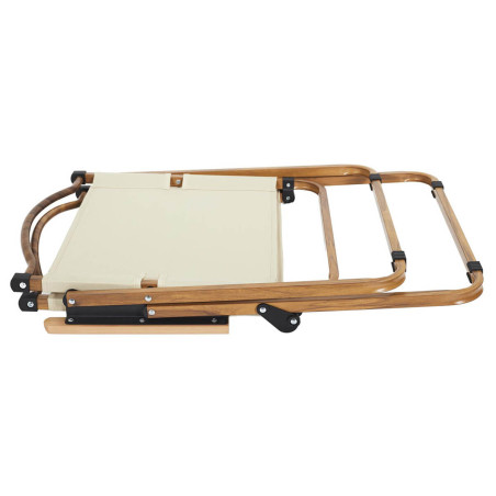 Chaise pliante de camping en métal imitation bois et toile beige - KAMIRA