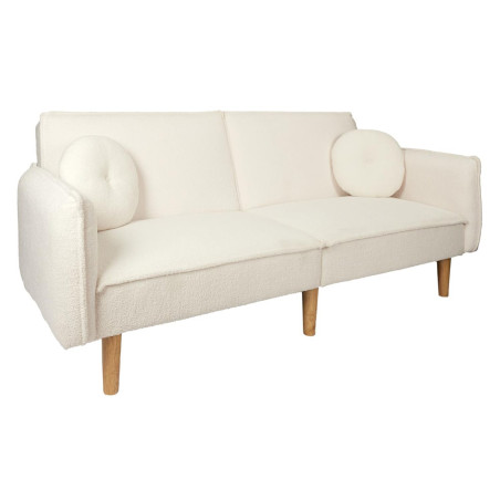 Canapé Convertible Bois d'Eucalyptus Tissu Blanc - FLIREN