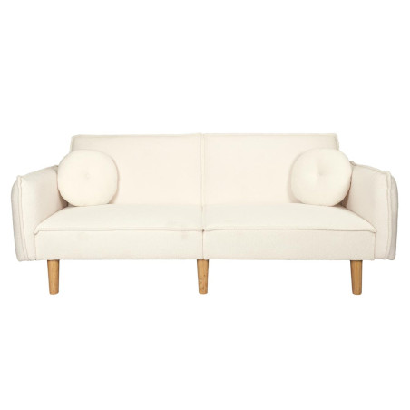 Canapé Convertible Bois d'Eucalyptus Tissu Blanc - FLIREN