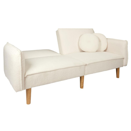 Canapé Convertible Bois d'Eucalyptus Tissu Blanc - FLIREN