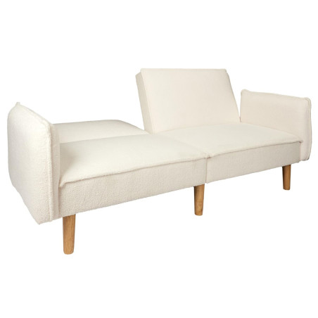 Canapé Convertible Bois d'Eucalyptus Tissu Blanc - FLIREN