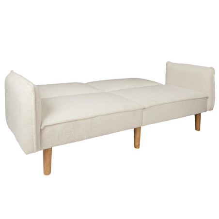 Canapé Convertible Bois d'Eucalyptus Tissu Blanc - FLIREN