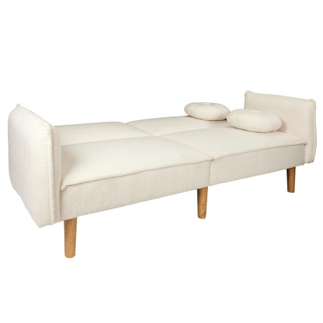 Canapé Convertible Bois d'Eucalyptus Tissu Blanc - FLIREN