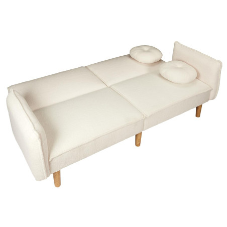 Canapé Convertible Bois d'Eucalyptus Tissu Blanc - FLIREN