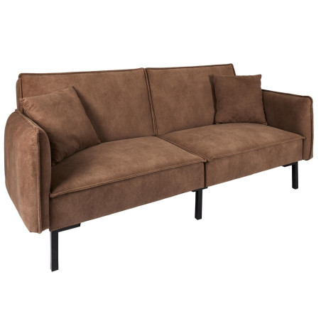 Canapé convertible bois d'eucalyptus tissu marron - FLIREN