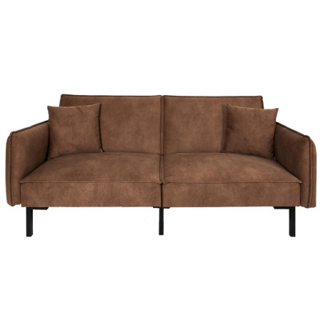 Canapé convertible bois d'eucalyptus tissu marron - FLIREN