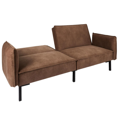 Canapé convertible bois d'eucalyptus tissu marron - FLIREN