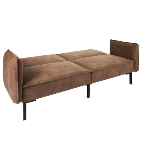 Canapé convertible bois d'eucalyptus tissu marron - FLIREN