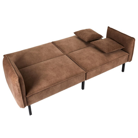 Canapé convertible bois d'eucalyptus tissu marron - FLIREN