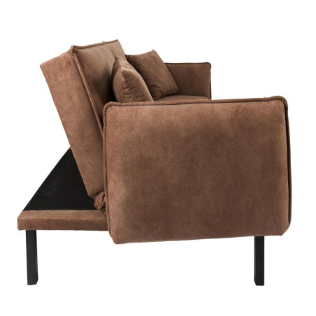 Canapé convertible bois d'eucalyptus tissu marron - FLIREN