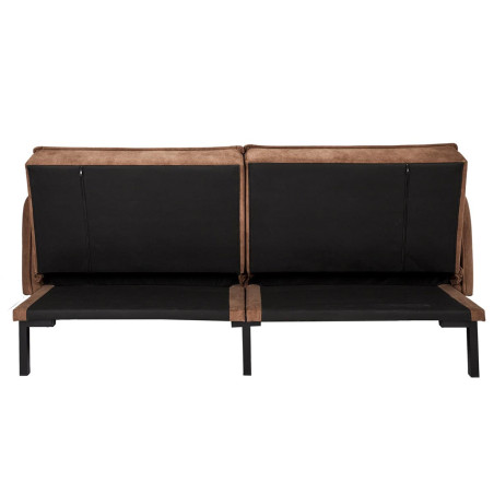 Canapé convertible bois d'eucalyptus tissu marron - FLIREN