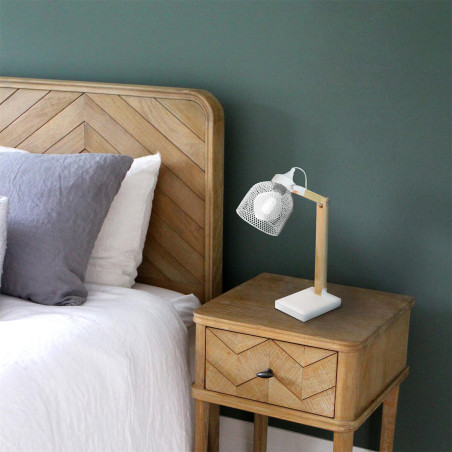 Lampe à poser orientable en pin et métal blanc - MAGIS