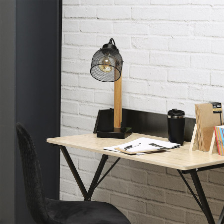Lampe à poser orientable en pin et métal noir - MAGIS