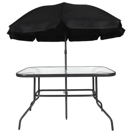 Salon de jardin noir table métal et verre trempé - GARIRA