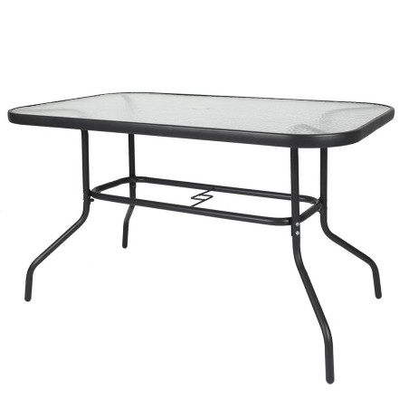 Salon de jardin noir table métal et verre trempé - GARIRA