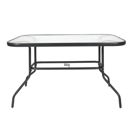 Salon de jardin noir table métal et verre trempé - GARIRA