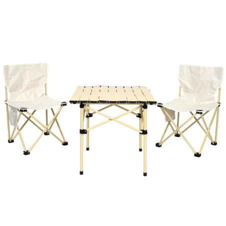 Set de camping 1 table et 2 fauteuils pliables avec sac de transport - FOLIRA