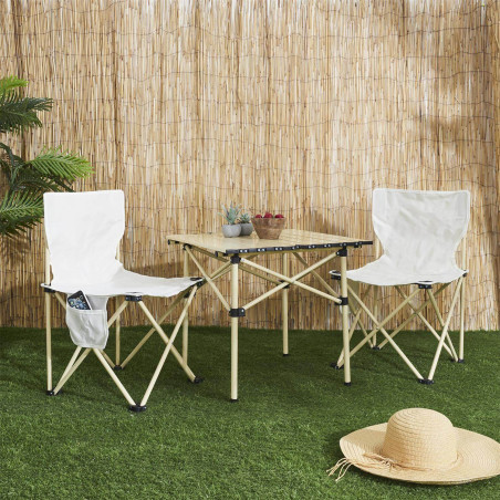 Set de camping 1 table et 2 fauteuils pliables avec sac de transport - FOLIRA