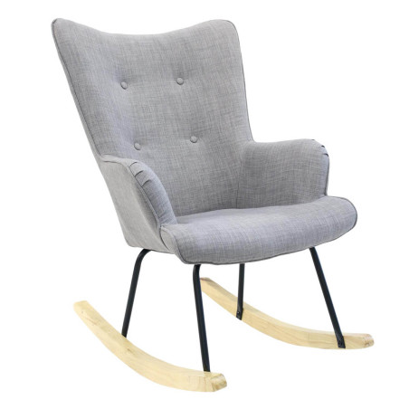 Fauteuil à Bascule Gris Dossier Capitonné - POHIO