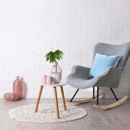Fauteuil à Bascule Gris Dossier Capitonné - POHIO