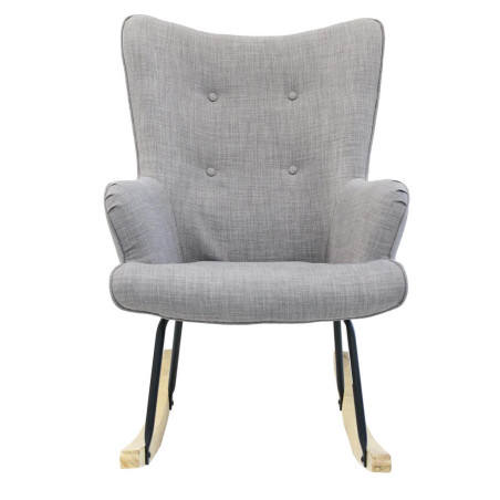 Fauteuil à Bascule Gris Dossier Capitonné - POHIO