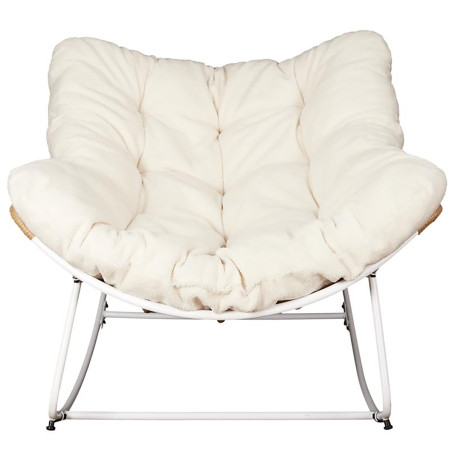 Fauteuil à Bascule Blanc Capitonné avec Bouclettes - MERIO
