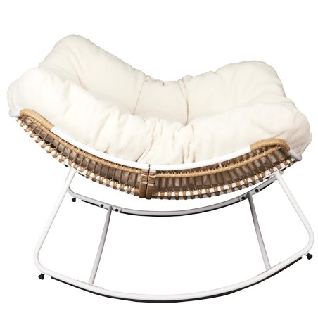 Fauteuil à Bascule Blanc Capitonné avec Bouclettes - MERIO