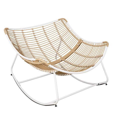 Fauteuil à Bascule Blanc Capitonné avec Bouclettes - MERIO