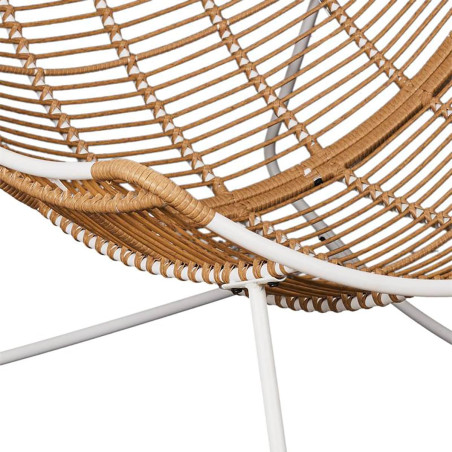 Fauteuil à Bascule Blanc Capitonné avec Bouclettes - MERIO
