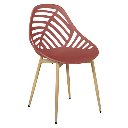 Lot de 4 chaises jardin coque plastique ajourée terracotta pieds métal - SAORA