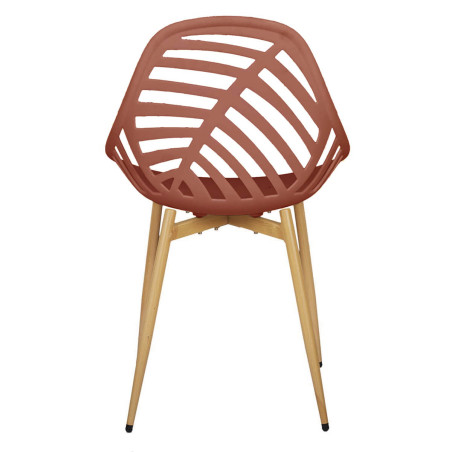 Lot de 4 chaises jardin coque plastique ajourée terracotta pieds métal - SAORA