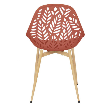 Lot de 4 chaises de jardin coque plastique terracotta pieds métal - SAYRA