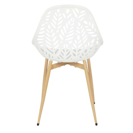 Lot de 4 chaises de jardin coque plastique ajourée blanc pieds métal - SAYRA