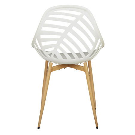 Lot de 4 Chaises de Jardin Coque Plastique Ajourée Blanc Pieds Métal - SAORA