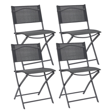 Lot de 4 Chaises de Jardin Pliantes Grises - SANEA