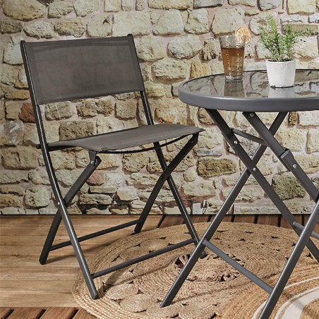 Lot de 4 Chaises de Jardin Pliantes Grises - SANEA