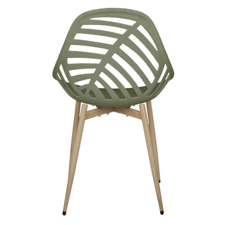 Lot de 4 chaises jardin coque plastique ajourée vert olive - SAORA