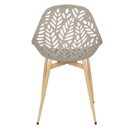 Lot de 4 chaises de jardin coque plastique ajourée taupe pieds métal - SAYRA